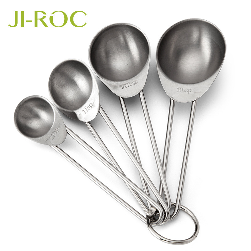 厨房用具金属线条量勺 4件套餐厅量勺 厨房调味勺子烘焙刻度|ru