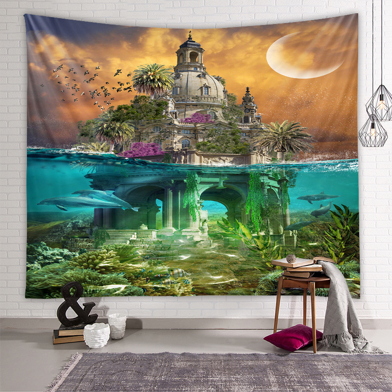 Vintage Scenery Painting Room Decoration Background Tapestry Wholesale Nihaojewelry display picture 7