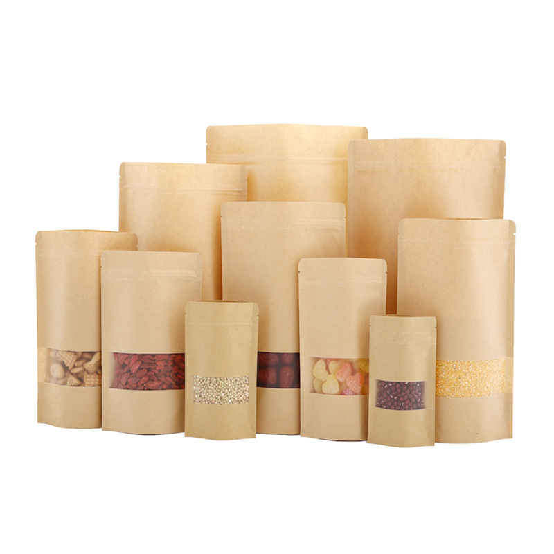 牛皮纸包装袋开窗可降解复合包装食品袋干果密封