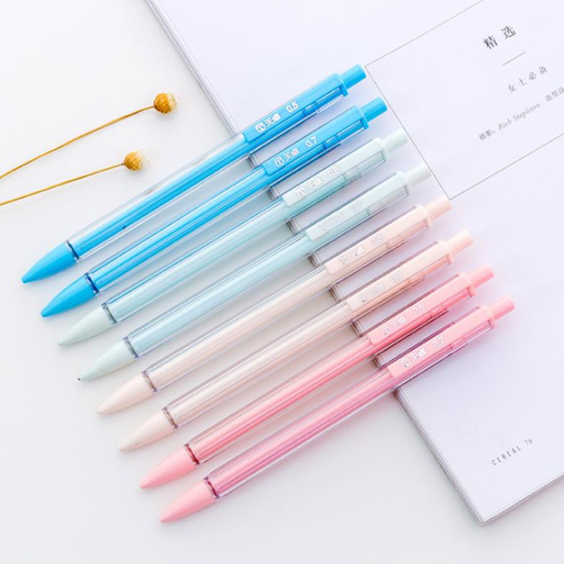 小学生自动铅笔日本系简约透明杆0.5mm活动铅笔六角按动铅笔0.7mm|ms