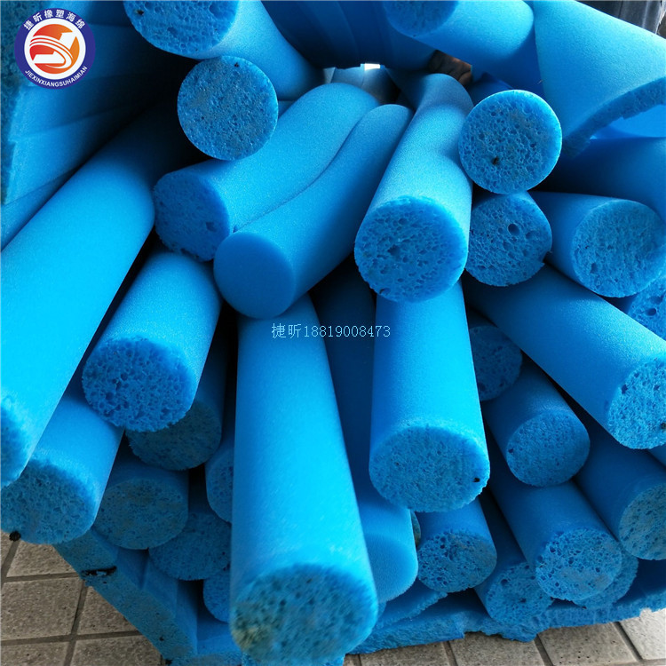 厂家定做 80mm厚细孔污水杂质处理海绵柱 蓝色耐酸碱性泡棉管