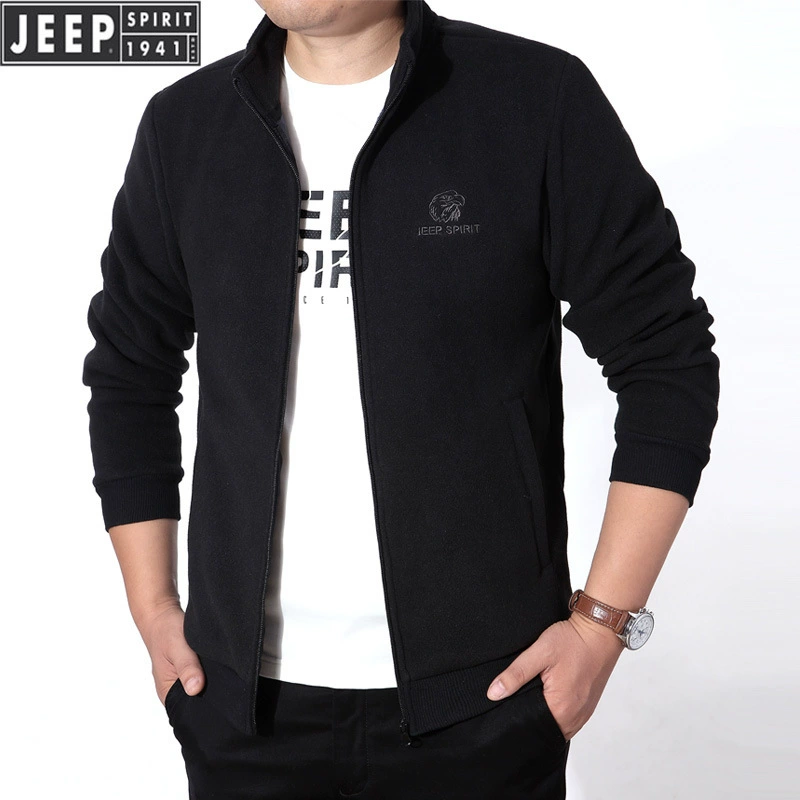 JEEP SPIRIT, осенне-зимний новый мужской свитер с воротником-стойкой, кардиган на флисовой подкладке, теплый свитер на молнии, пальто 19003