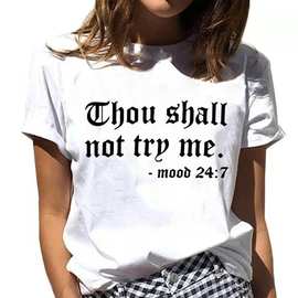 2025欧美wish亚马逊爆款跨境字母印花女士短袖T恤女EBAY新款