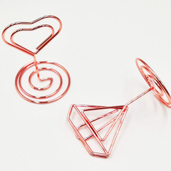 Creative Diamond Notepad Clip Message Clip Heart Name Card Clip Cross-border Cute Photo Clip Metal Desk Card Holder
