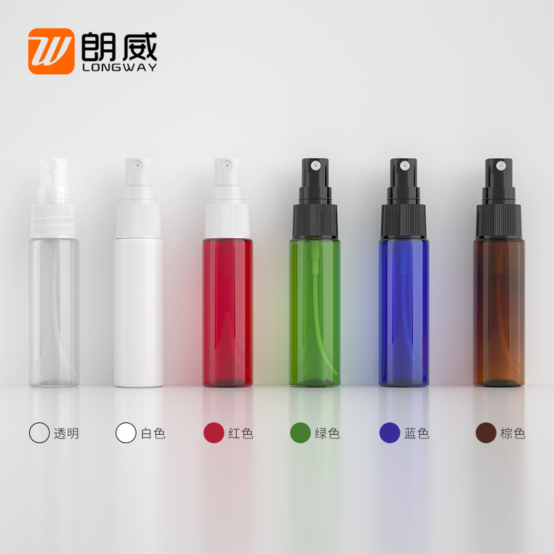 Langwei 30ml hombro plano cubierta completa botella de spray de plástico cosmético botella de PET botella de rocío puro sub-botella de spray