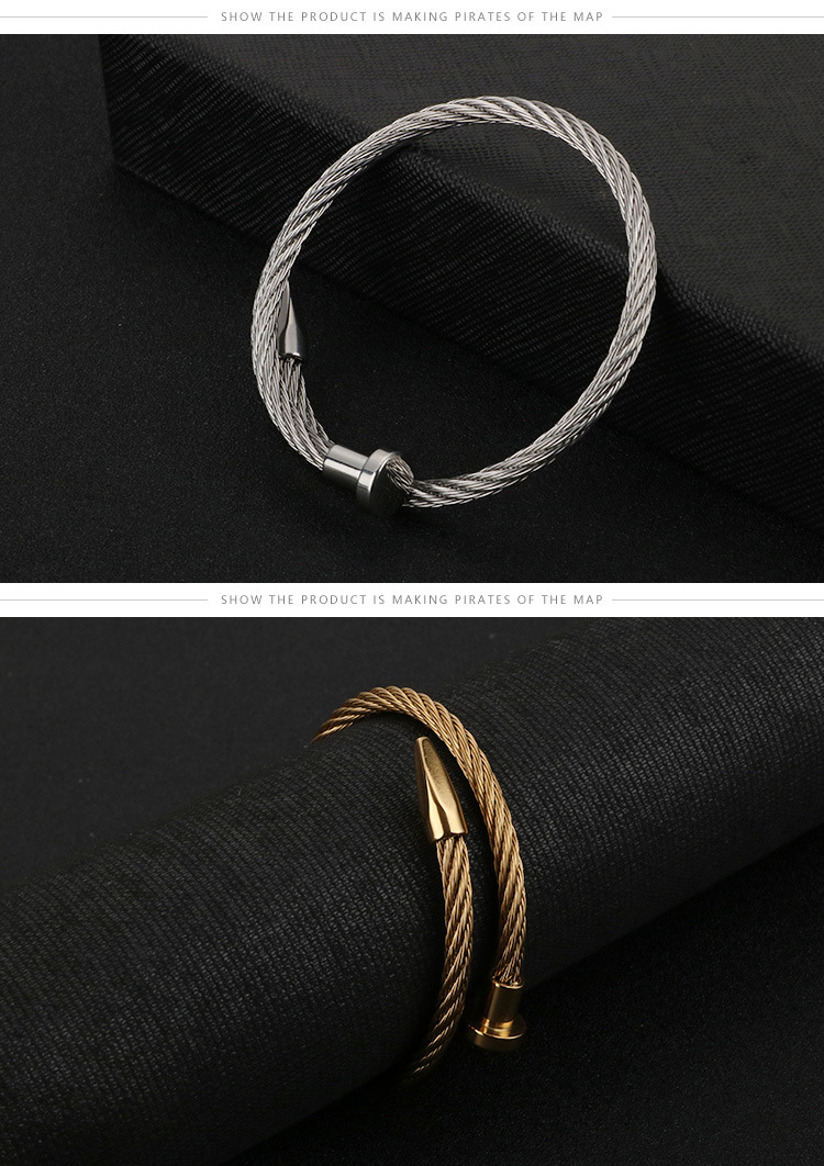 Steel wire bracelets, bracelets, simple and personalized metal texture jewelry from Europe and America_voghion.com