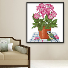 跨境货源diy印花十字绣 新款客厅简约花开花落家居装饰画一件代发