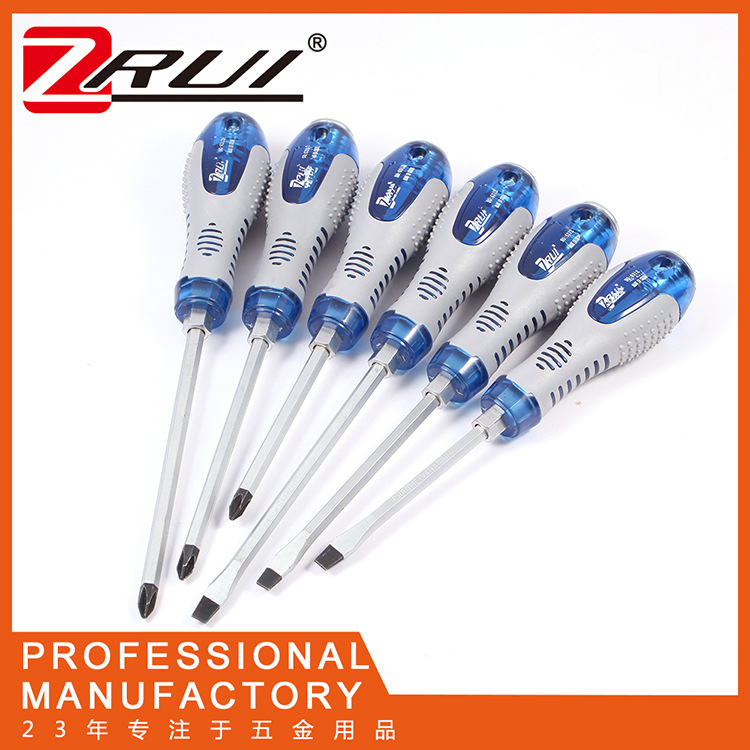 Destornillador transparente recubierto de plástico de PVC de dos colores destornillador en forma de cruz herramienta de reparación industrial para el hogar