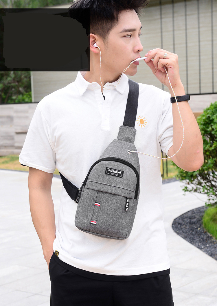 396g Weight Polyester Lining Material Zipper Closure Type Men's Sports Solid Color Canvas Waist Bags