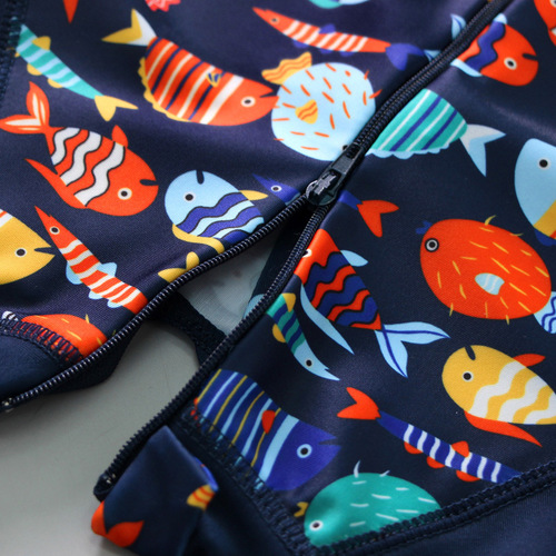 Children's swimsuit boy British warm children's sun protection swimsuit girl baby one-piece baby swimming suit quick-drying