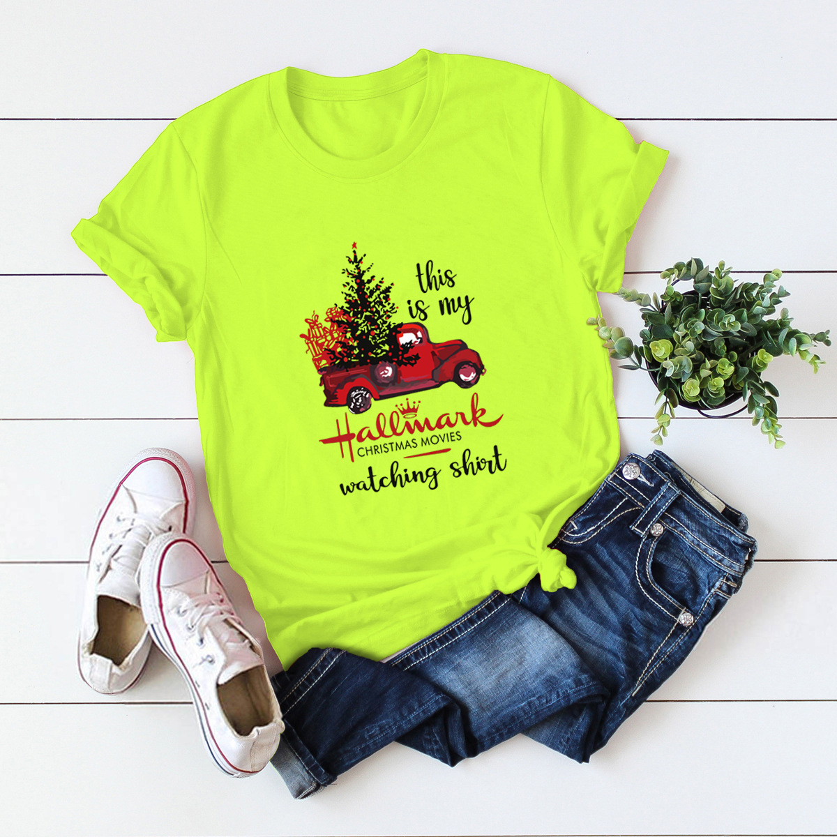 hot sale short-sleeved blouse Merry Christmas truck t-shirt NSSN2568