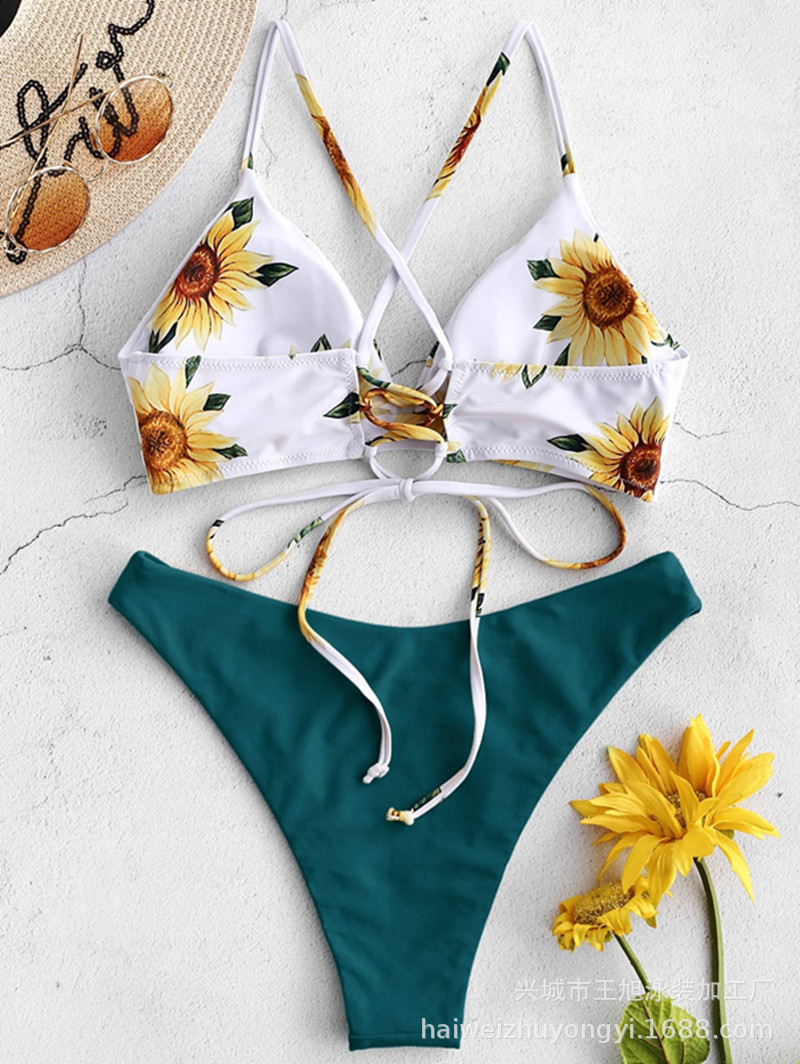 hot bikini swimwear sun flower print new swimsuit bikini NSHL2210