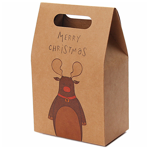 Retro kraft paper cartoon Christmas gift box socks scarf accompanying gift box storage cookie handbag