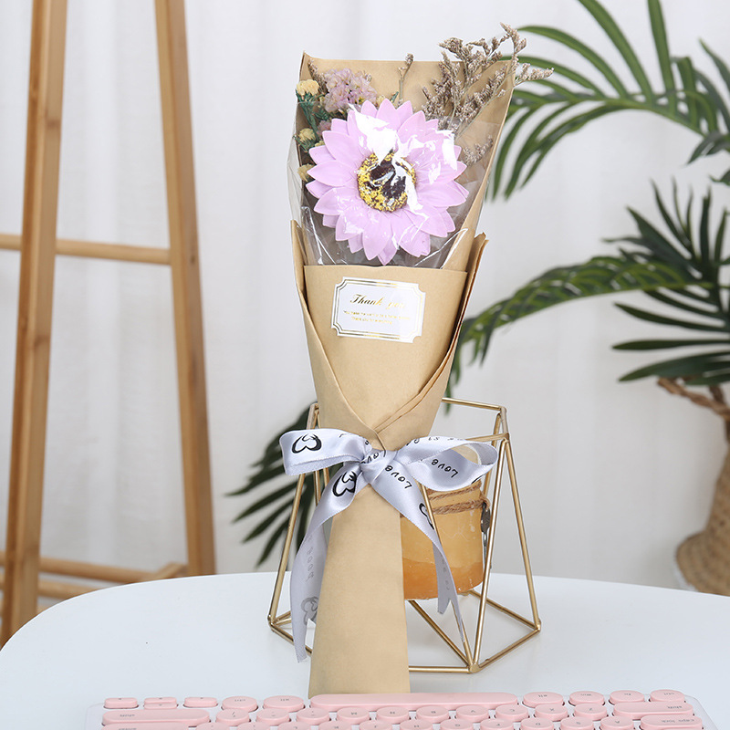  Rosa de jabón eterno con envoltura de flores secas para regalo