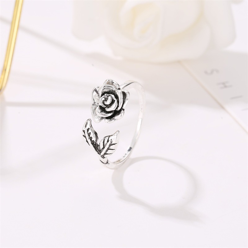 Koreanische Online-promi-hot-style-ring Retro-rosen Ring Personal Isierte All-match-blatt Ring Ring Valentinstag Geschenk display picture 5