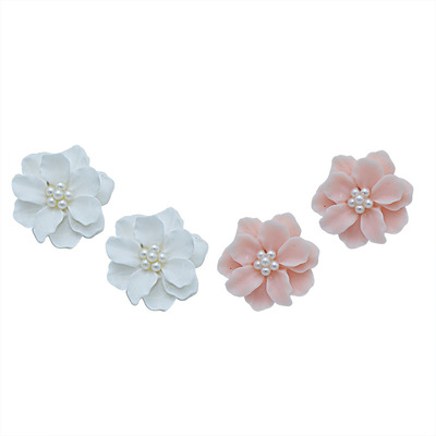 Cross border Korean Edition resin Flower Ear Studs fashion OL Versatile Camellia temperament Ladies Pearl Ear Studs Earrings