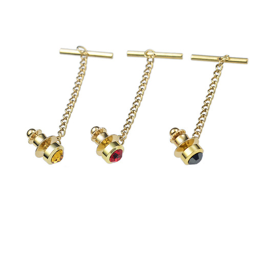 Factory direct supply brass core multi-color crystal collar pin men's tie tack pin button shirt rhinestone small brooch