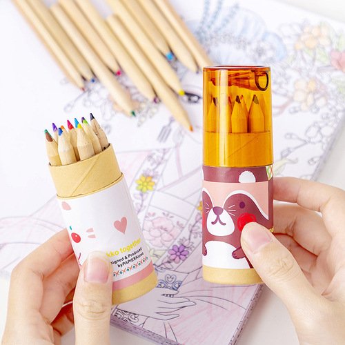 Cartoon 12 color painting brush sketch colored pencil children's gift student stationery opening event gift wholesale