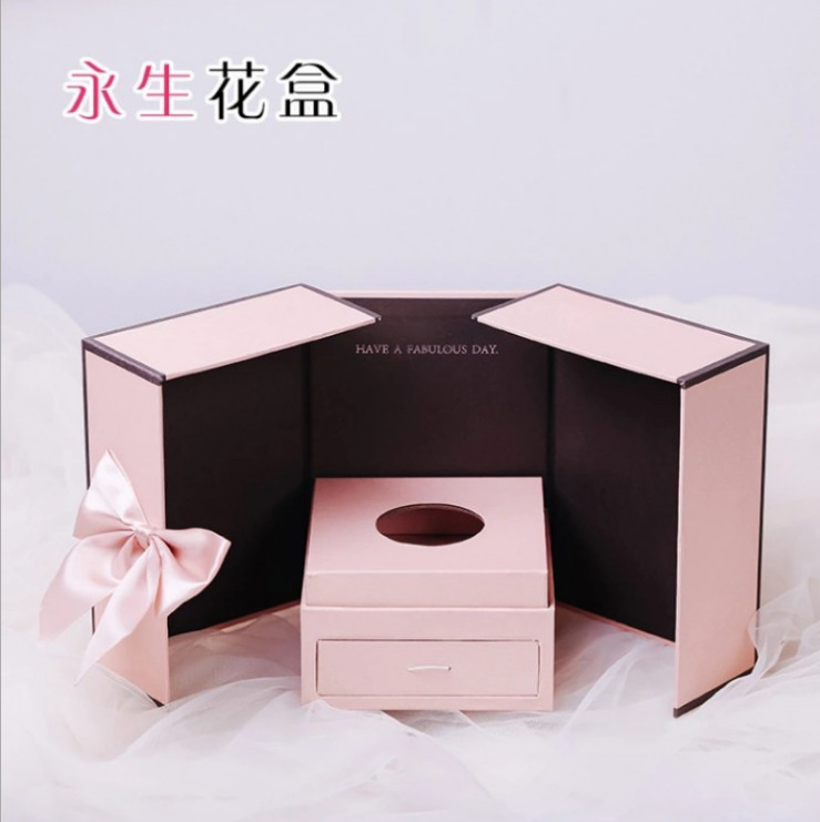 Caja de regalo Rosa abierta doble caja de regalo de flores eternas regalo de cumpleaños regalo de San Valentín caja de flores Qixi