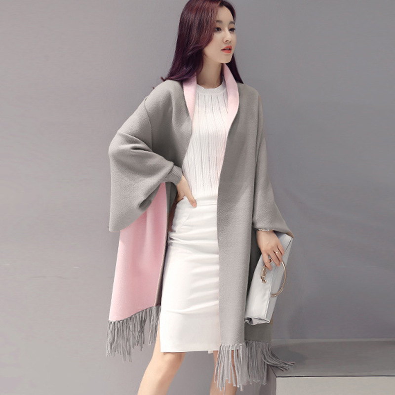 Papaya Milk Spring and Autumn New Korean Long Sleeve Shawl Sweater Sweater Cardigan Fashion Elegant Loose Coat Trendy