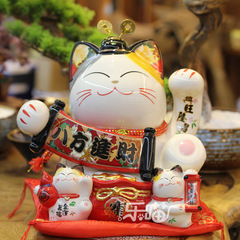 Le Meow Fu Yuan Cat Bafang Jincai 9-inch ceramic piggy bank promotion office store gift ornaments Lucky Cat