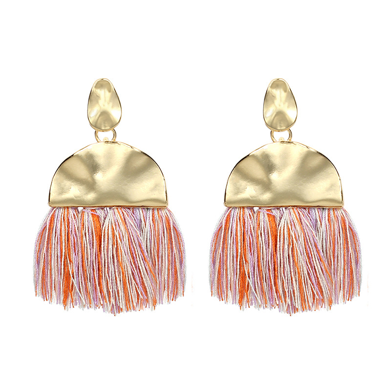 15g Weight Earrings Classification Travel Occasion Women'S Gender Rose Red, White, Pink, Green, Yellow, Black Color Fashion New Fringed Geometric Exaggerated Wild Fan-shaped Bohemian Ethnic Style Earrings For Women 1