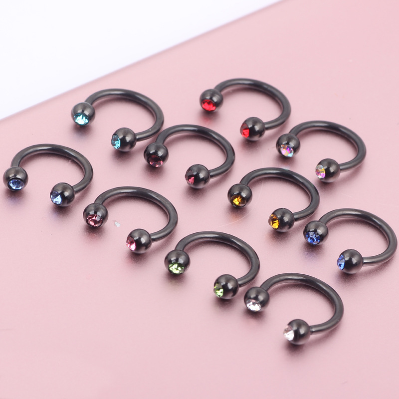 European American Fashion Nose Ring Stainless Steel C Type Nose Stud Hoop Geometric Peach Design Body Piercing Jewelry detail image 8