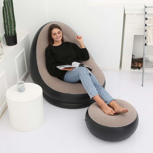 New European and American style inflatable sofa with foot pad, lazy sofa, flocking bed, outdoor furniture, convenient photography gift