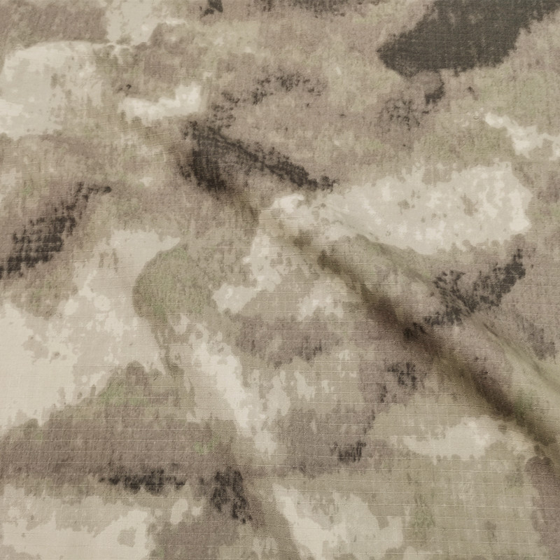 厂家现货迷彩布料涤棉格子印花手感好活性印染6535TC废墟服装面料