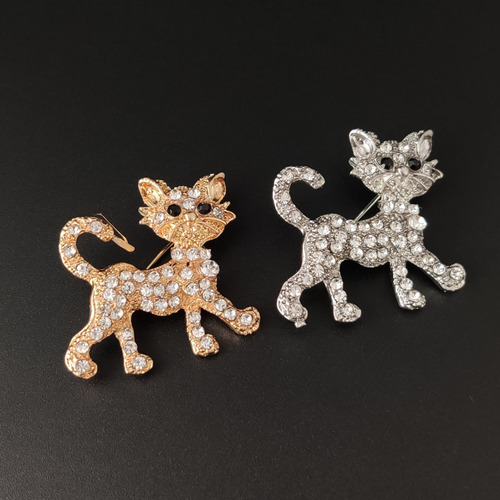 Crystal alloy cute kitten brooch, best-selling foreign trade lapel pin, women's clothing pin, accessories