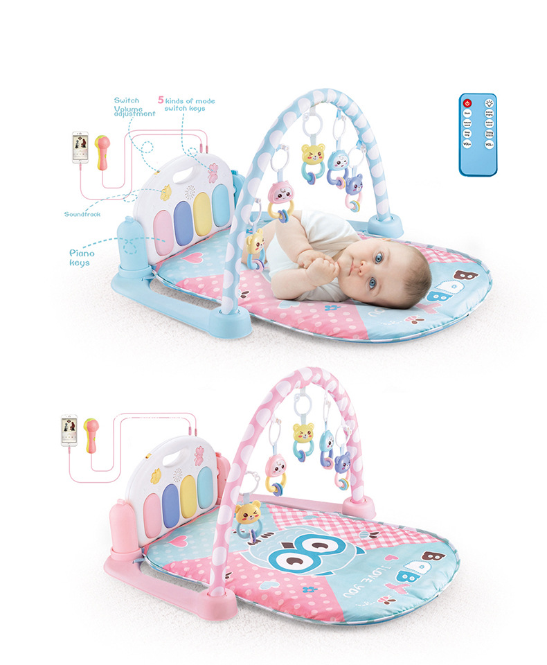 2022新款婴儿脚踏琴爬爬垫游戏垫琴话筒数据线儿童健身架详情图3