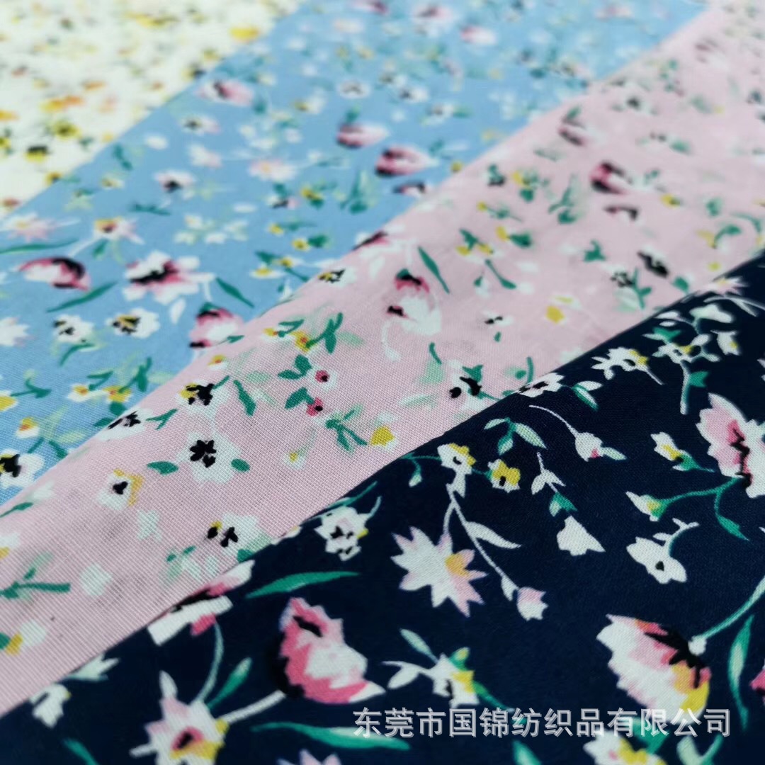 热销新款纯棉田园风格印小碎花布 夏季女装印花衬衫面料 全棉府绸