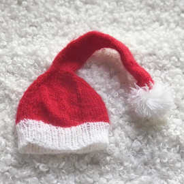 新生儿摄影道具，圣诞新年生日帽长尾毛球帽婴儿满月宝宝拍照帽