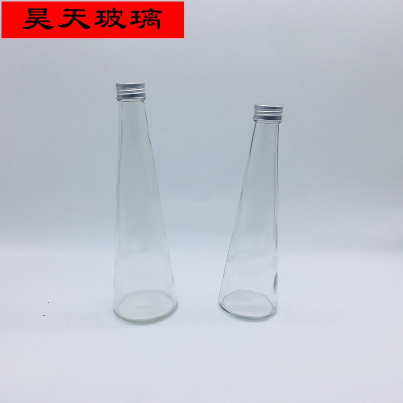 厂家供应 锥形铝盖饮料瓶 鲜榨果汁瓶子 奶茶果酒孝素瓶 印刷logo