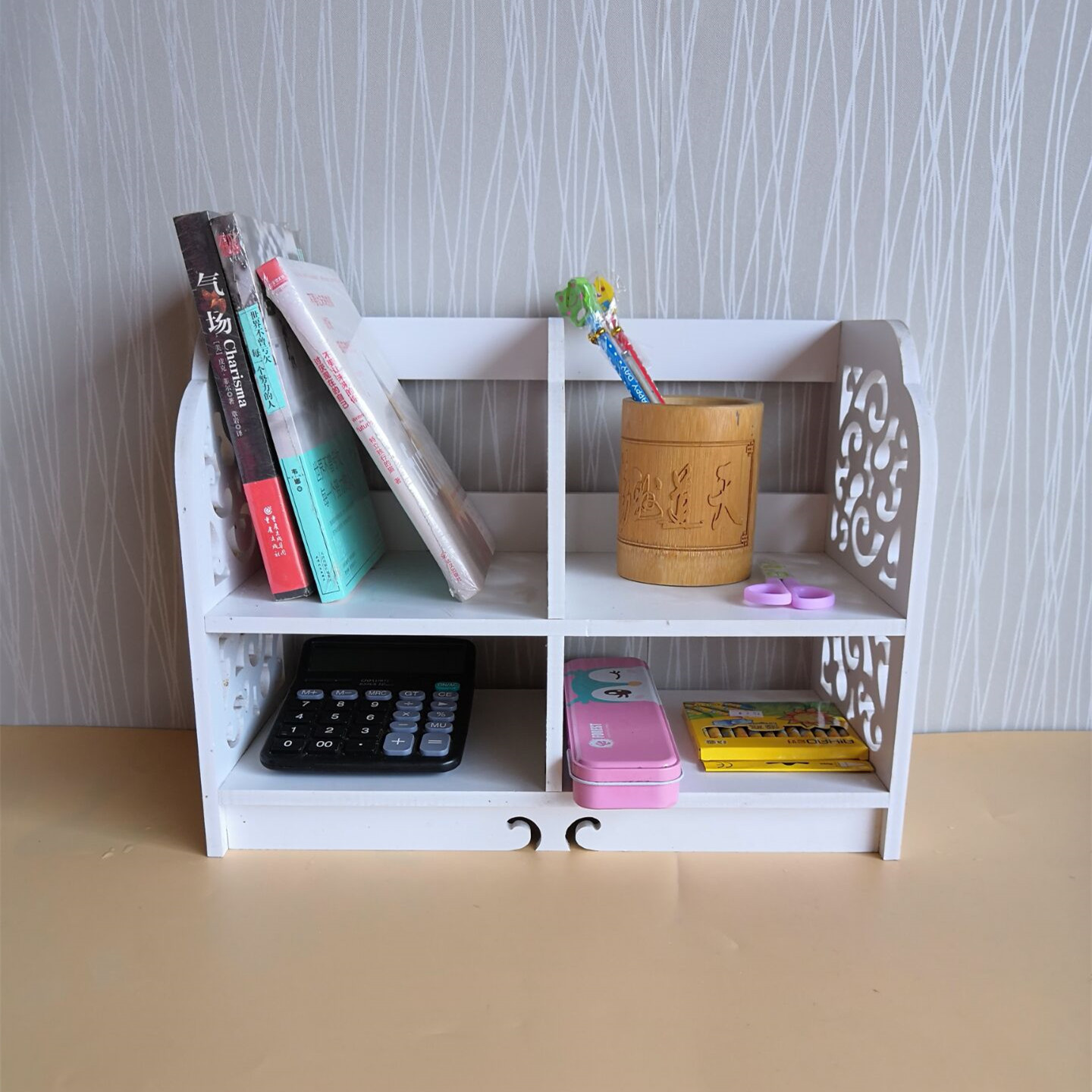 桌面书架儿童书架桌上置物架收纳架雕花置物架|ru