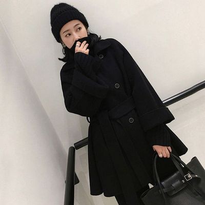 飞言19冬装赫本风双面羊绒大衣女短款 斗篷小个子羊毛呢子外套女|ms