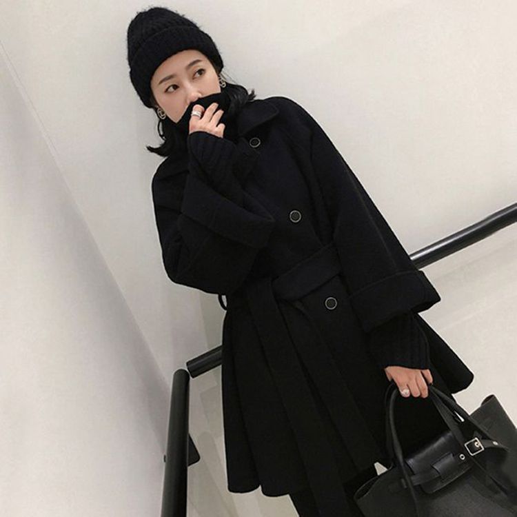 飞言19冬装赫本风双面羊绒大衣女短款 斗篷小个子羊毛呢子外套女|ms