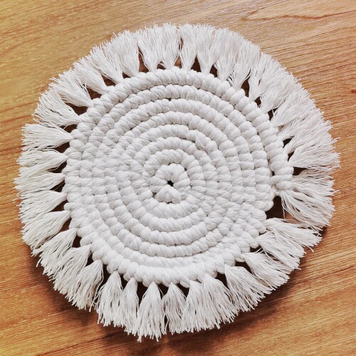 Bohemian woven coaster tablecloth small dinner mat handmade DIY round coaster