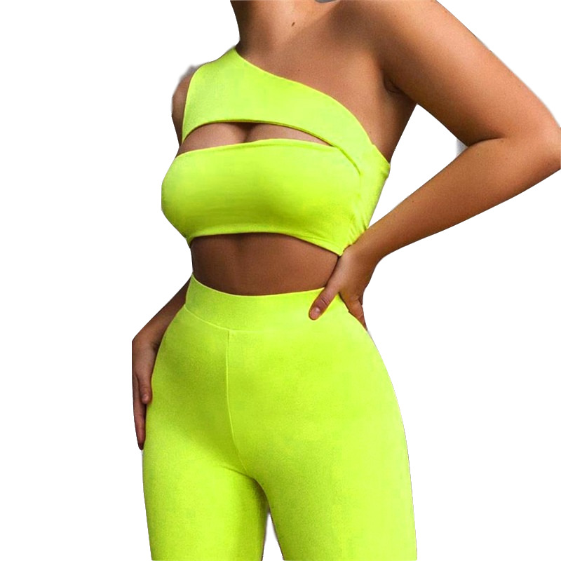 One-Shoulder Hollow Stretch Yoga Set NSJYF58001