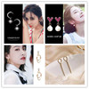 Silver needle, swan, fashionable metal earrings from pearl, silver 925 sample