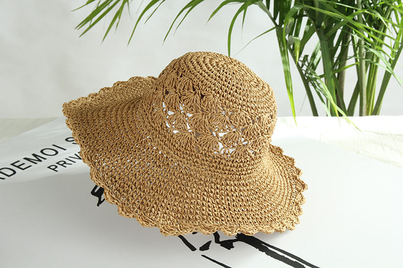 Women's Vacation Solid Color Flat Eaves Straw Hat display picture 5