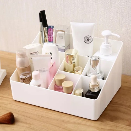 Multifunctional cosmetic tool box 6-grid desktop storage box office organization box plastic multi-grid storage box