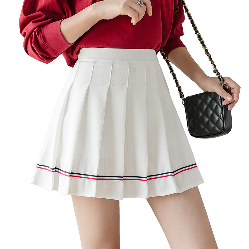 Women's Clothing Pleated skirt for women with color stripes _voghion.com