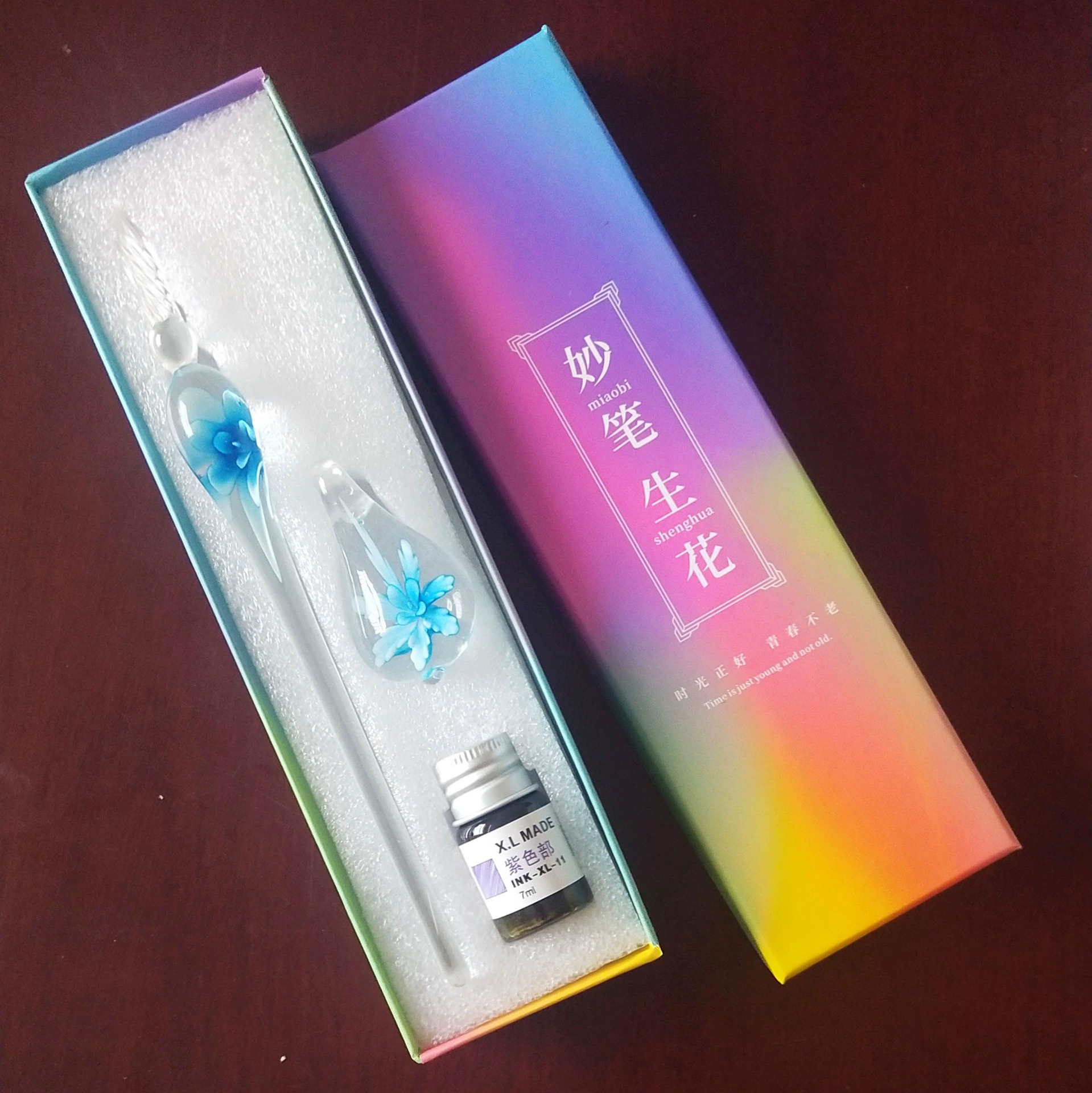 Glass set, gift box, rollerball pen, Birthday gift