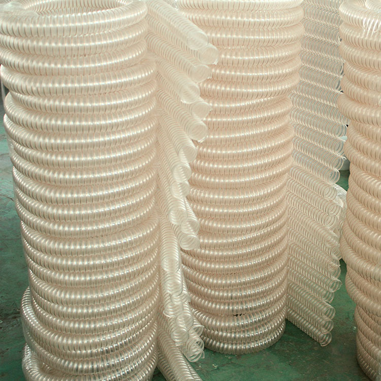 PU钢丝吸尘软管 透明钢丝软管 木工机械吸尘通风管德国进口原料制