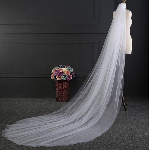 Veil Bride New Style Wedding Single Layer Lace Ruffle Veil Korean Version Wedding Dress Long Accessory Clothing Accessories Long 