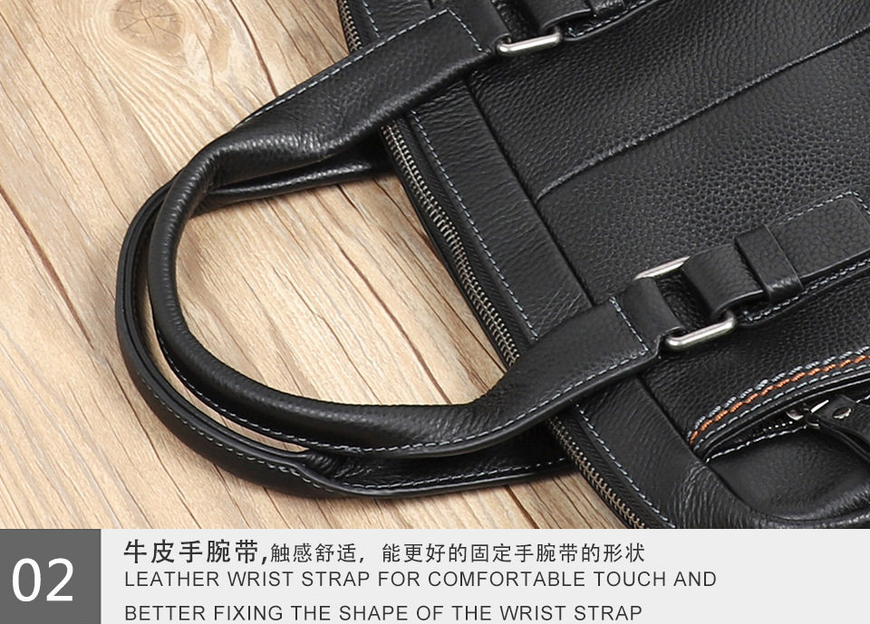 Túi xách tay nam da bò lớp đầu 28×38×8 cm kiêm túi đeo chéo, đựng laptop 13 inch — Màu cà phê, Màu xanh lam, Màu đen chi tiết 28