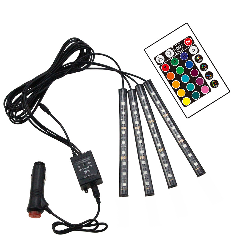 9灯新款16色声控RGB音乐节奏灯 脚底氛围灯LED灯饰 汽车气氛灯条|ms