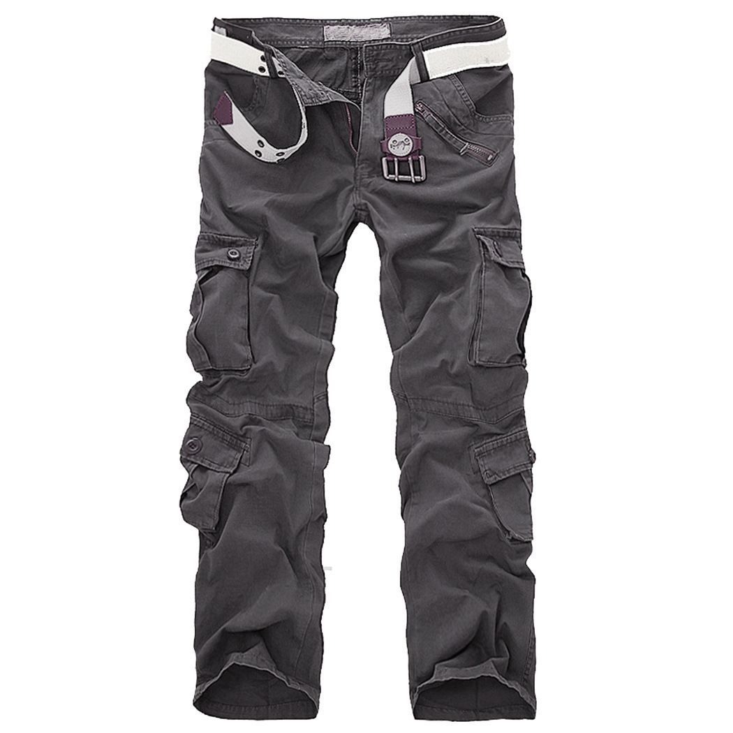 外贸全棉潮款男士户外工装裤纯色 欧美时尚宽松多袋长裤厂家直销|ru