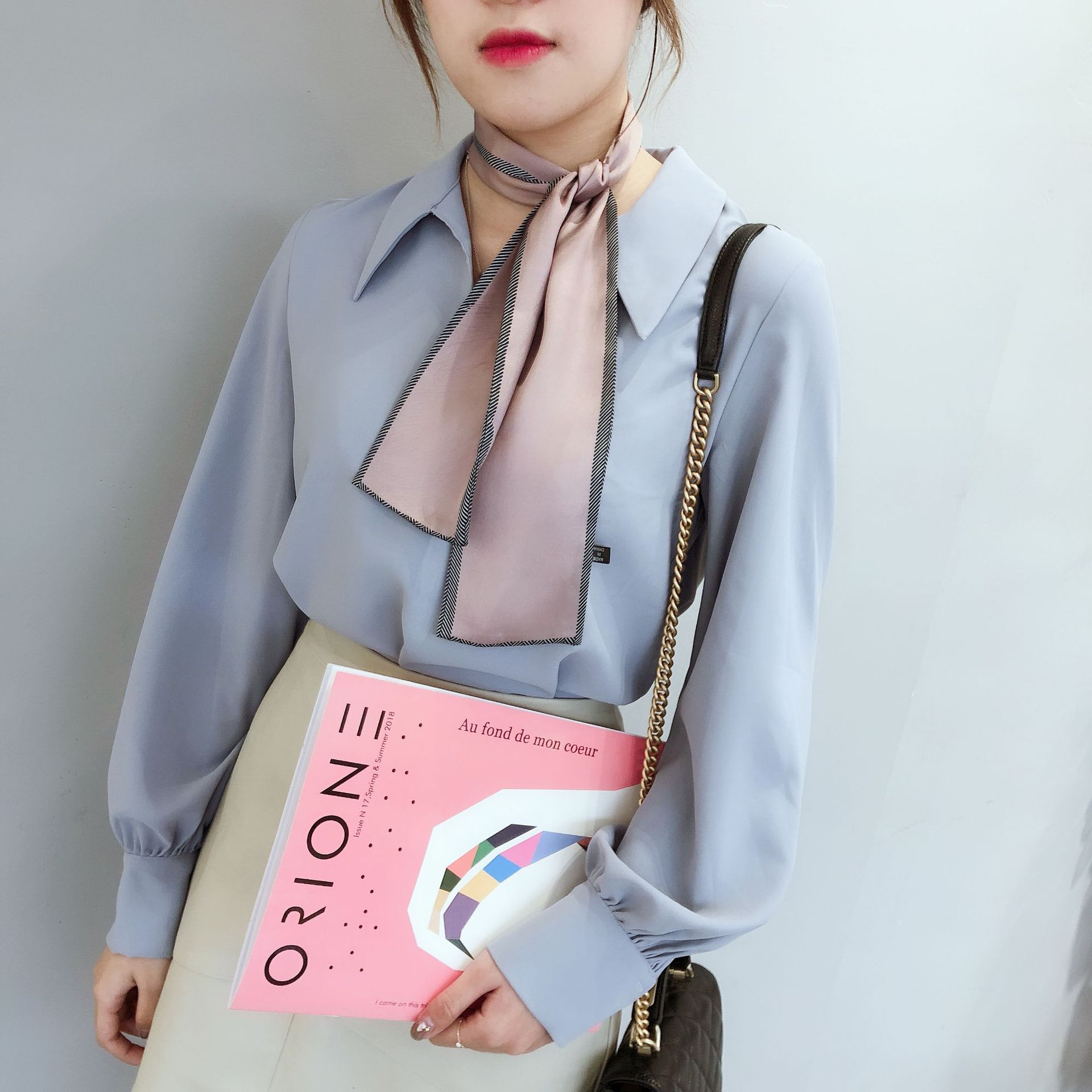 Korean Pure Color Retro Scarf Tie display picture 12